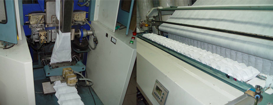 高雄元貞堡居家床墊獨立筒製作過程：以一貫流程生產製造。